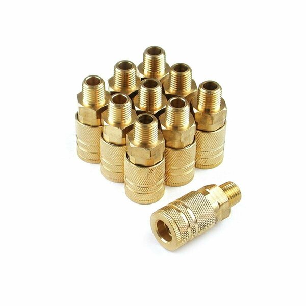 Tinkertools 0.25 x 0.25 in. Male 6-Ball Brass Male Industrial Coupler Contractor Pack - 10 Piece TI2637508